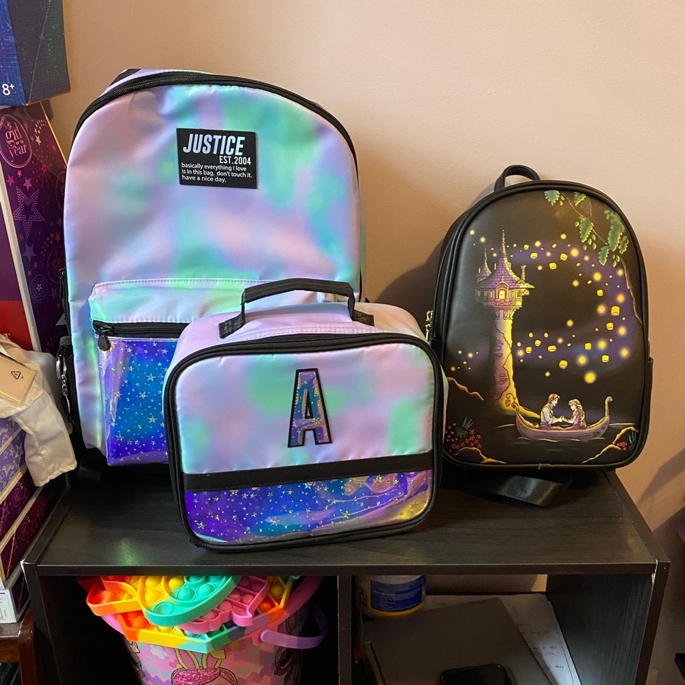 Justice dye effect backpack set